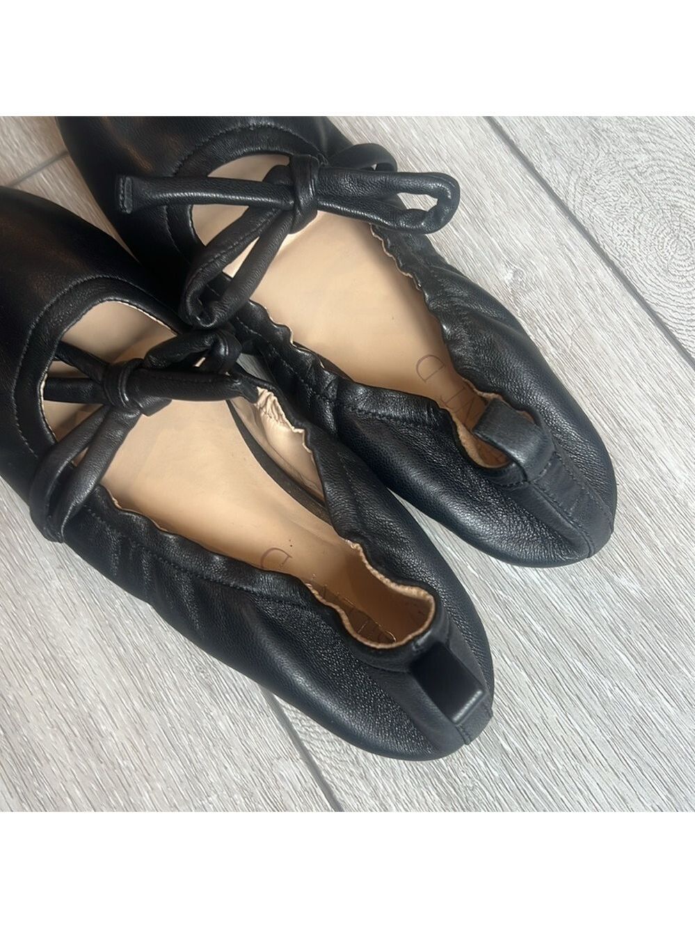 Silent D Bella black leather slip on tie ballet flats size 37/6 - Picture 12 of 14